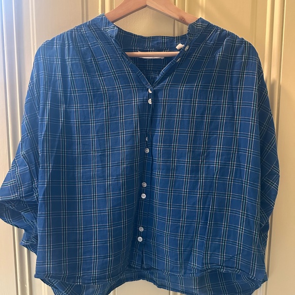 Doen O’Keeffe Top Blue Plaid - Picture 1 of 2